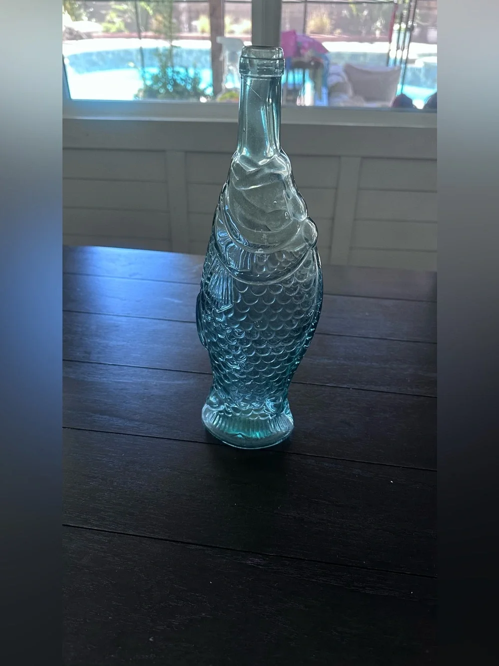 Clear Teal Fish-Shaped Glass Aquarium Ornament - Teal